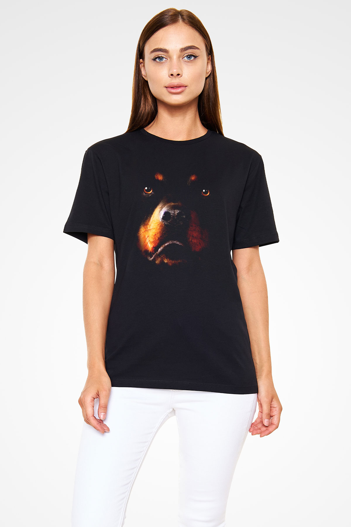 Rottweiler Baskılı Unisex Siyah Tişört