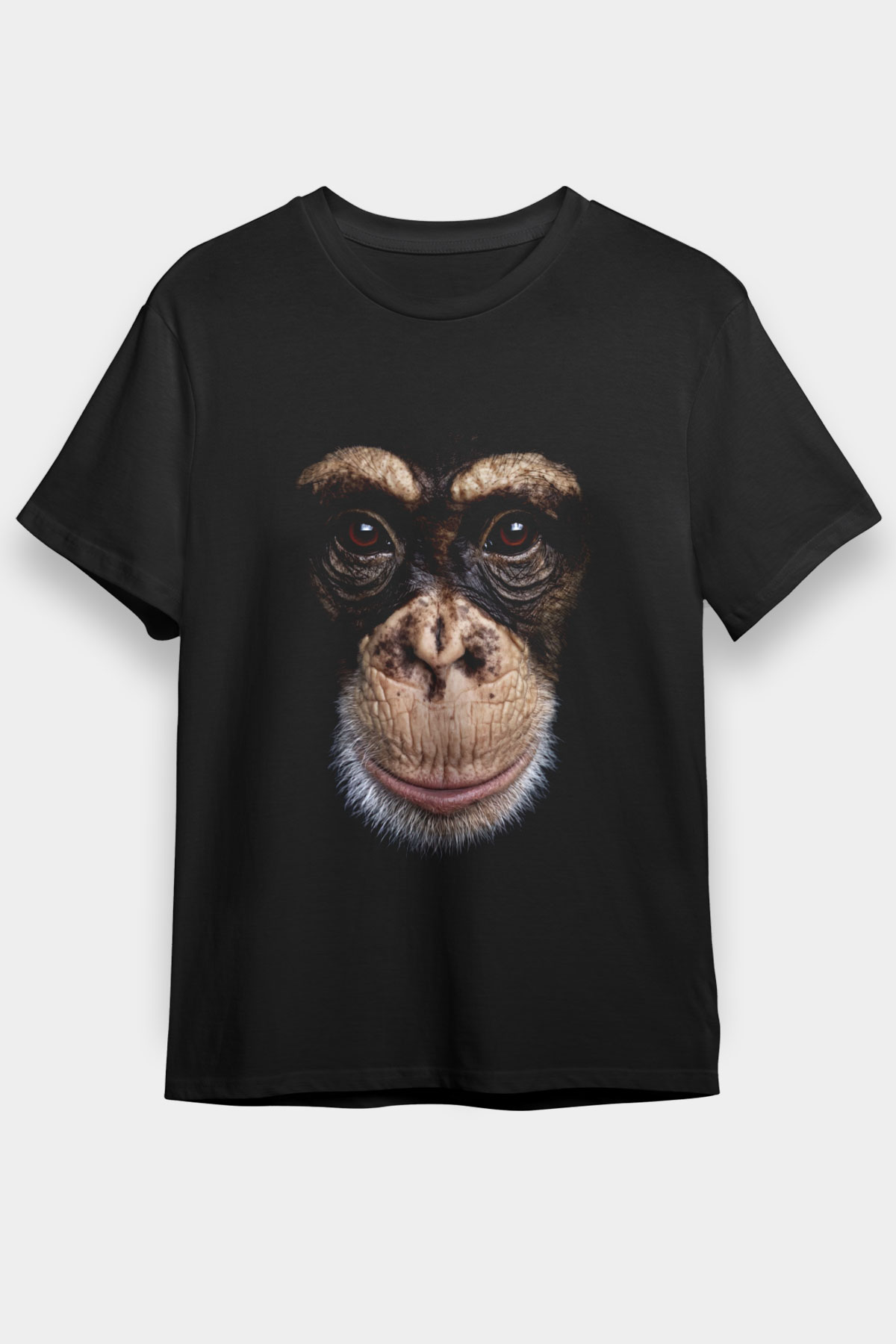 Maymun Baskılı Unisex Siyah Tişört