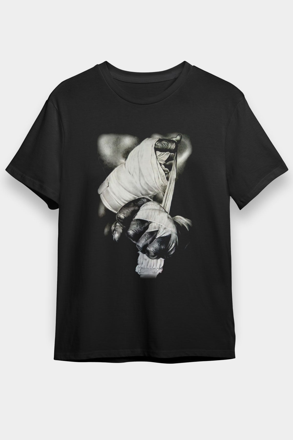 Kick Box Baskılı Unisex Siyah Tişört
