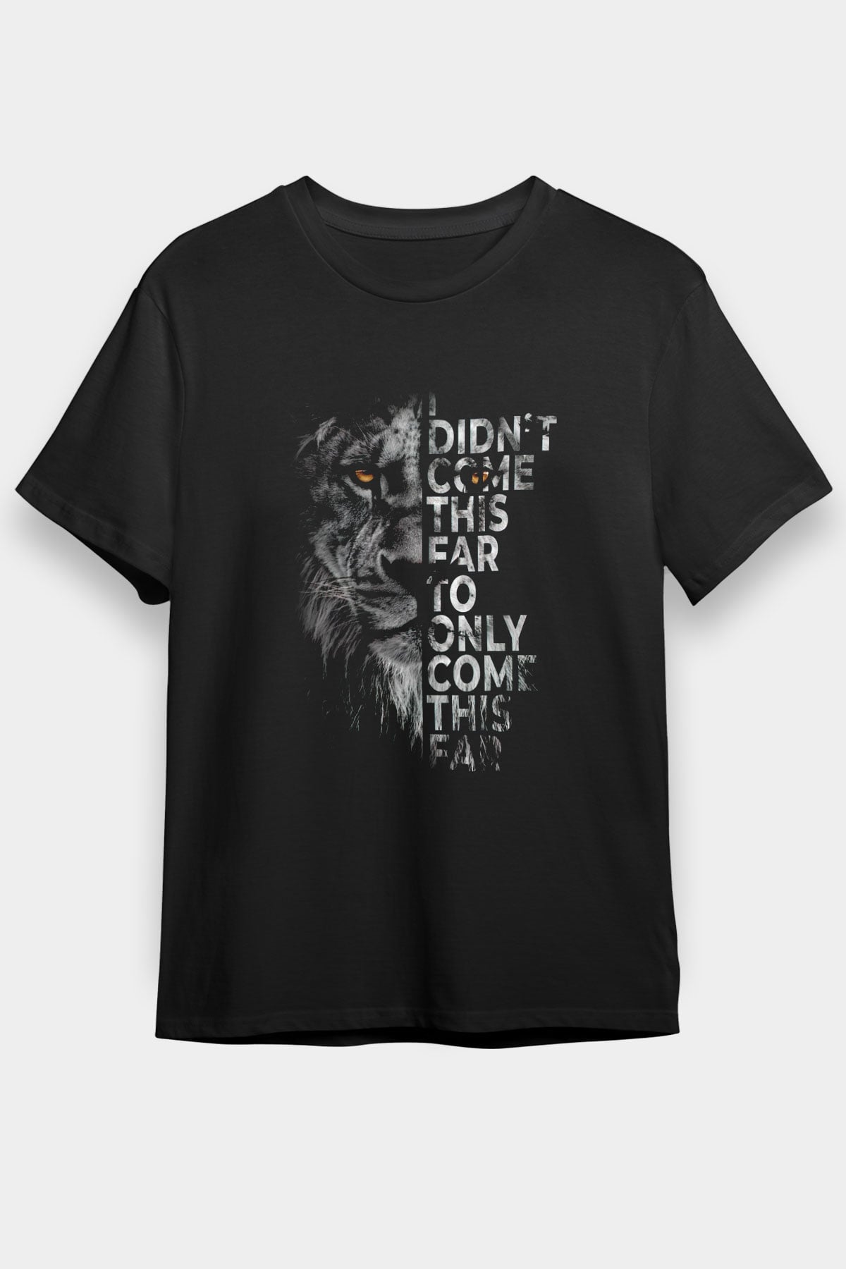 Aslan Baskılı Unisex Siyah Tişört