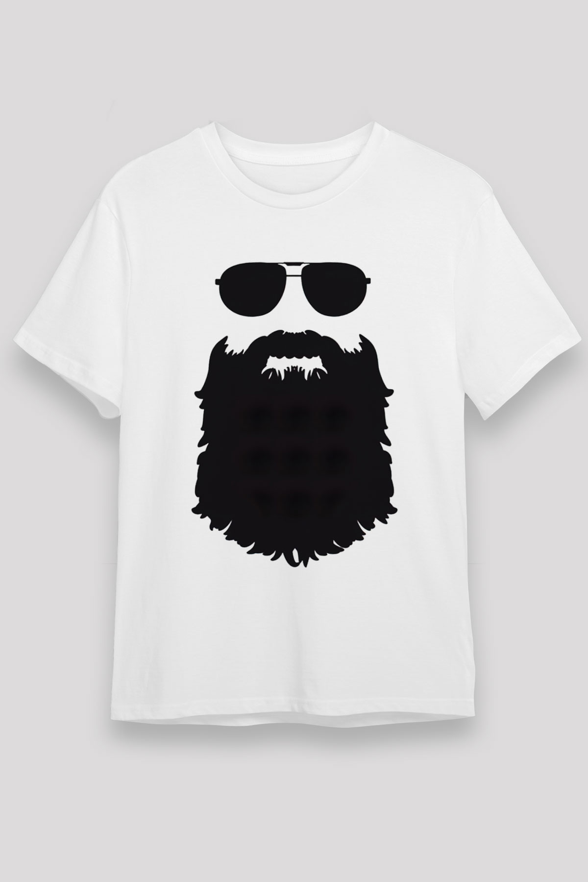 Uzun Sakal Baskılı Unisex Beyaz Tişört