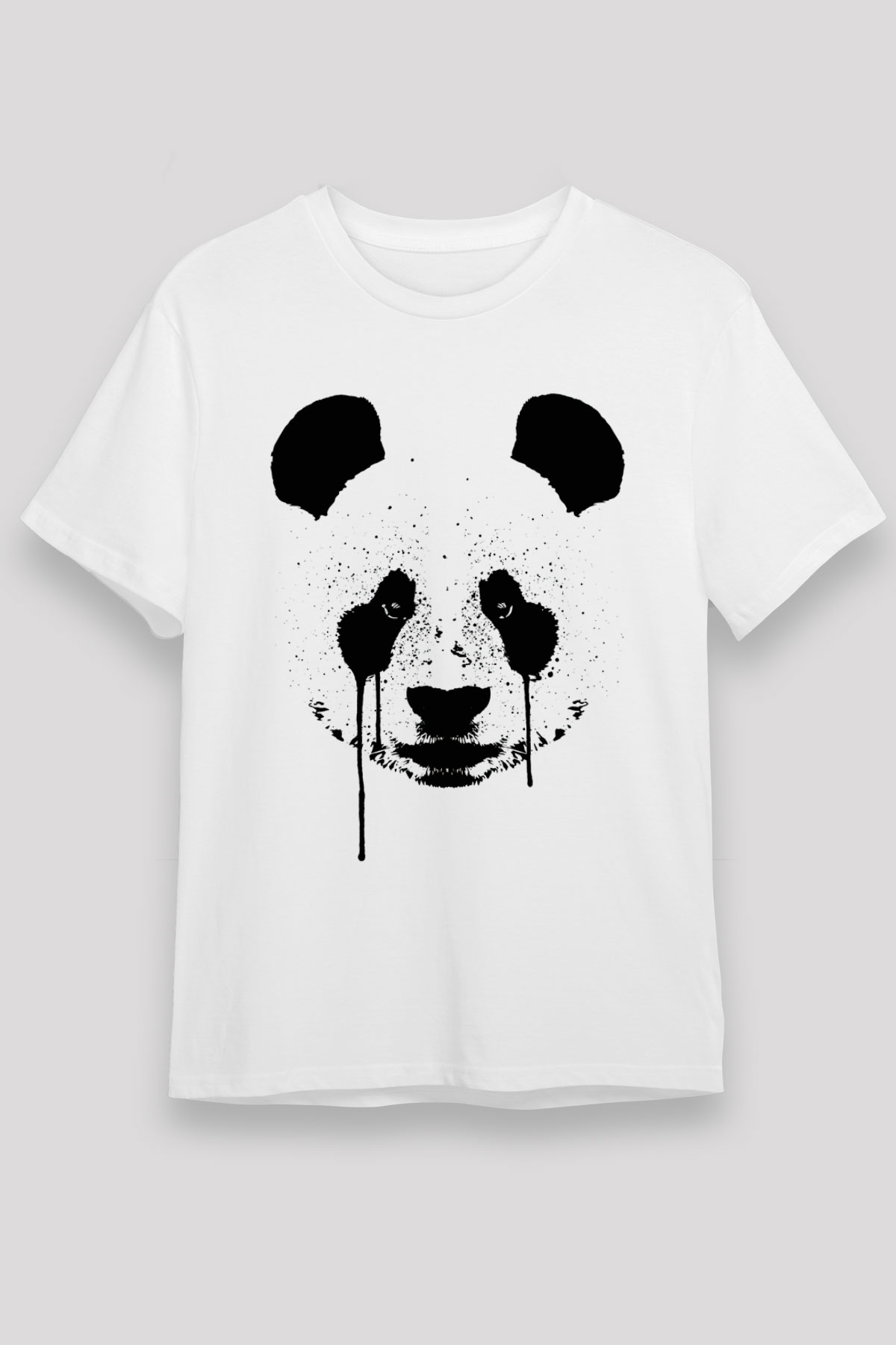 Ağlayan Panda Baskılı Unisex Beyaz Tişört