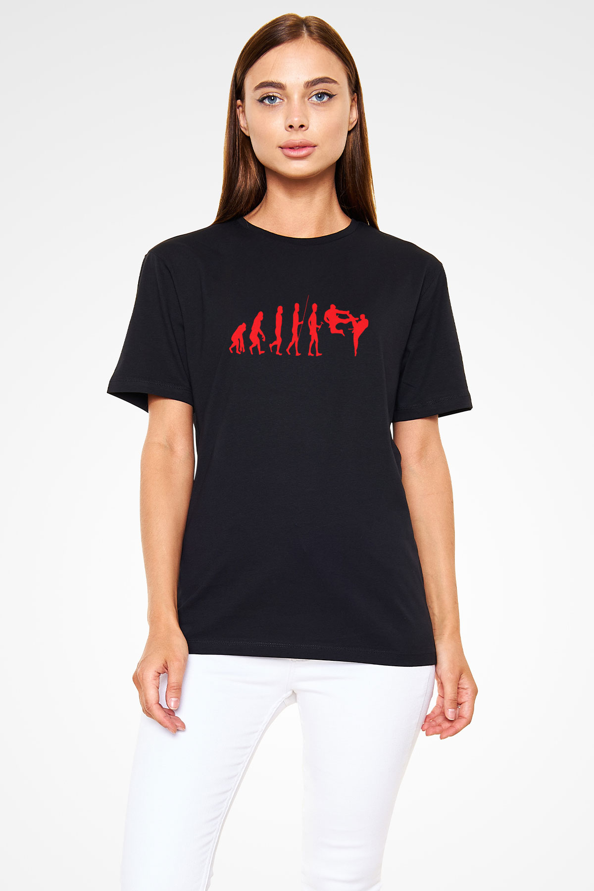 Karate Baskılı Unisex Siyah Tişört