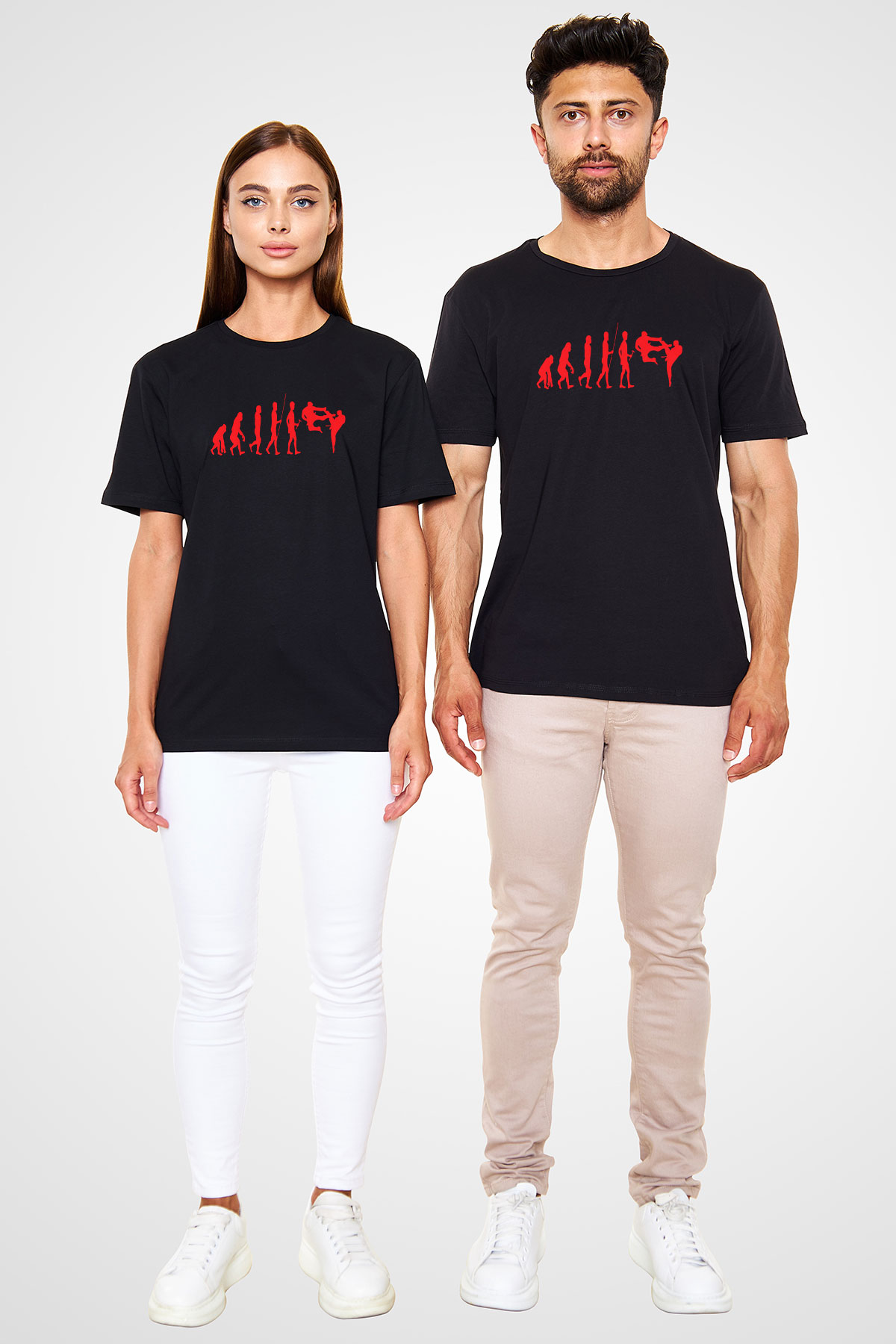 Karate Baskılı Unisex Siyah Tişört