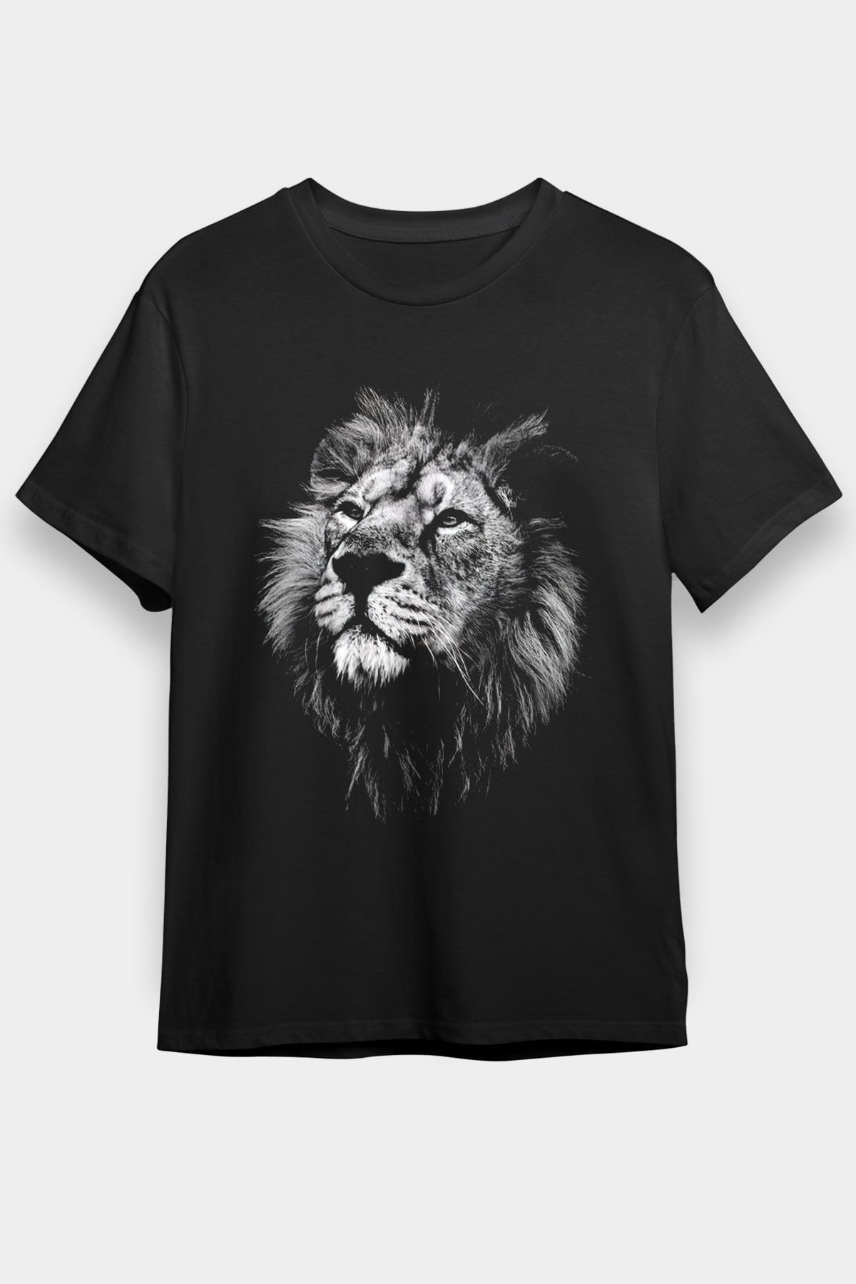 Aslan Baskılı Unisex Siyah Tişört