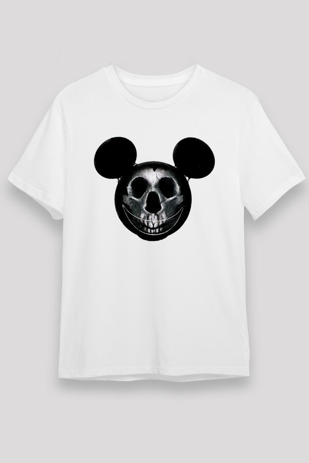 Mickey Kuru Kafa Baskılı Unisex Beyaz Tişört