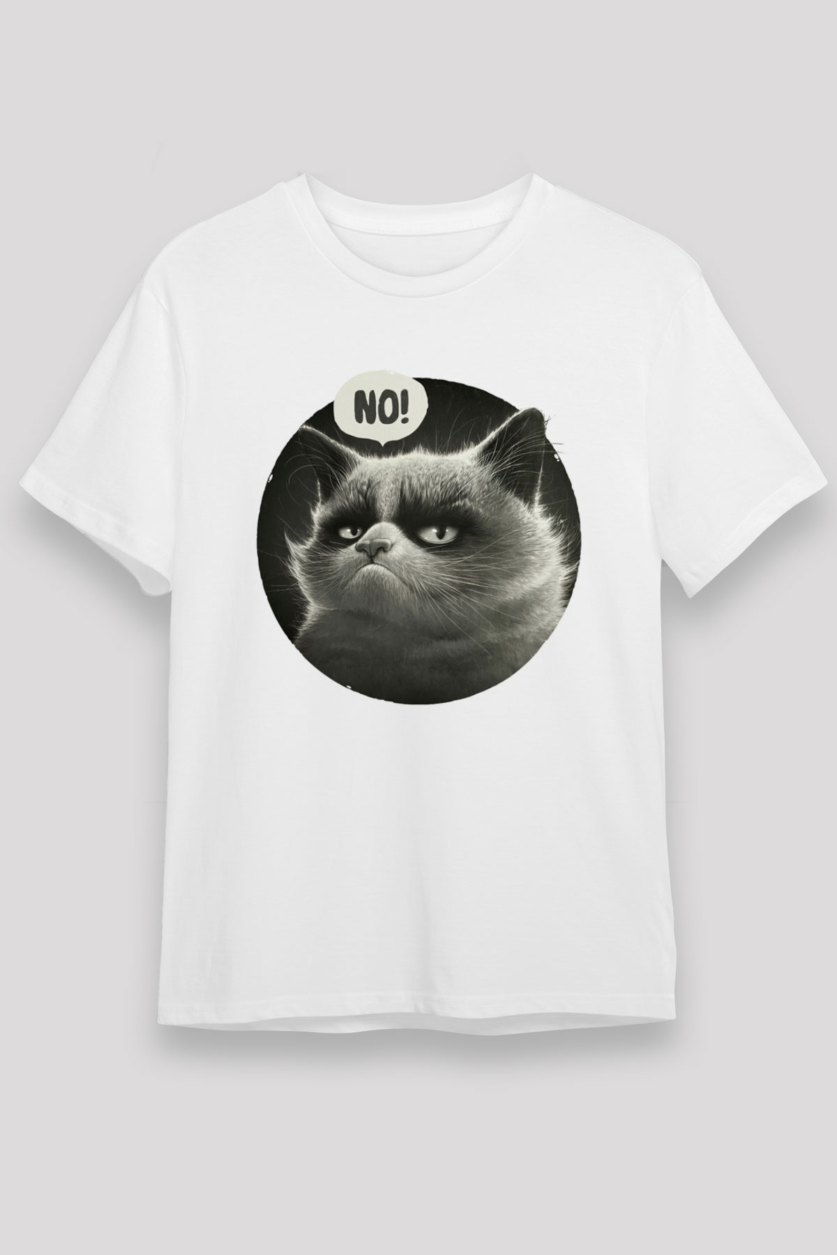 No Cat Baskılı Unisex Beyaz Tişört
