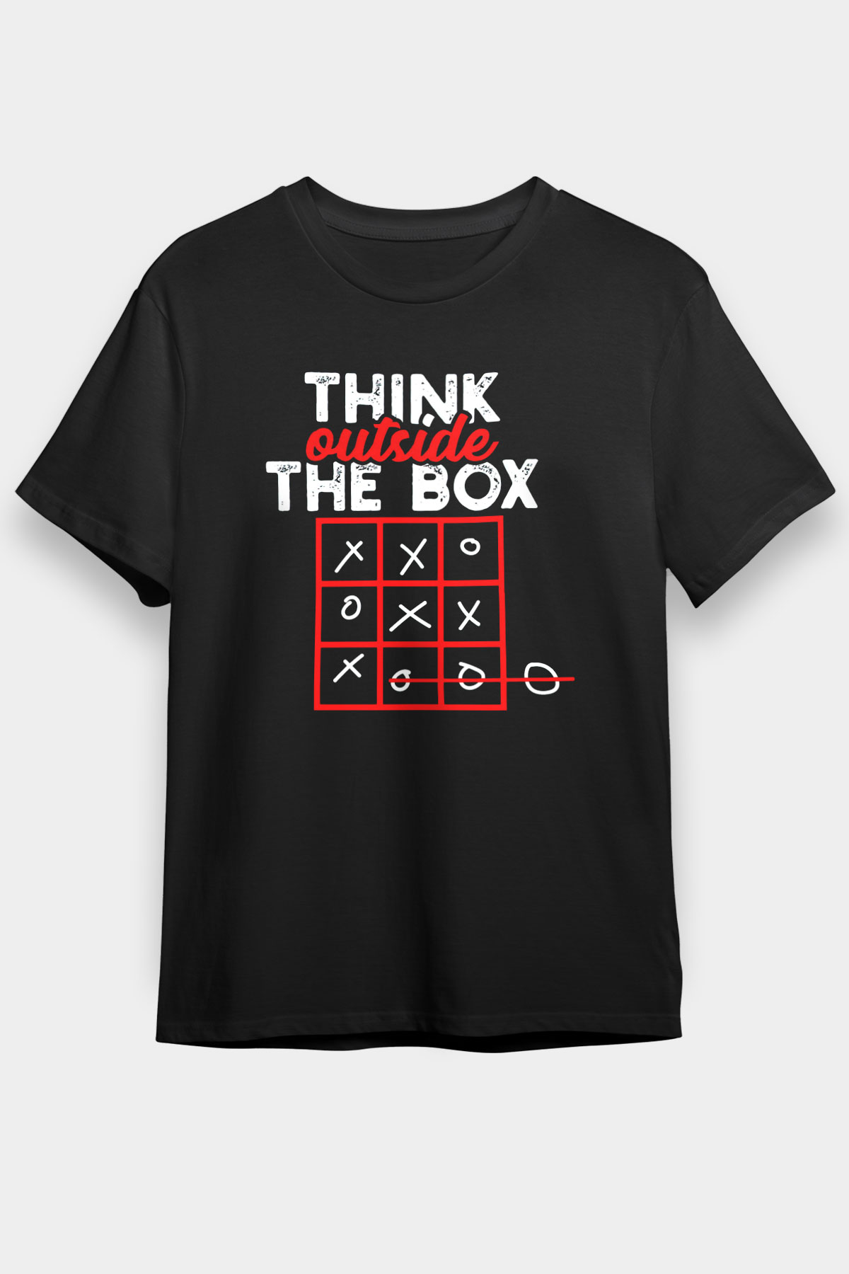 Think Outside Box Baskılı Unisex Siyah Tişört