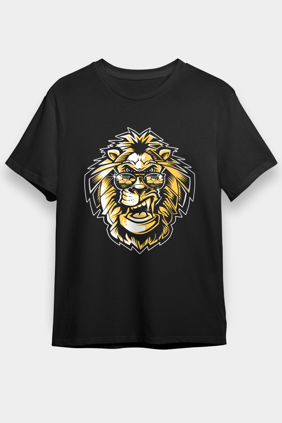 Karizmatik Kral Aslan Baskılı Unisex Siyah Tişört