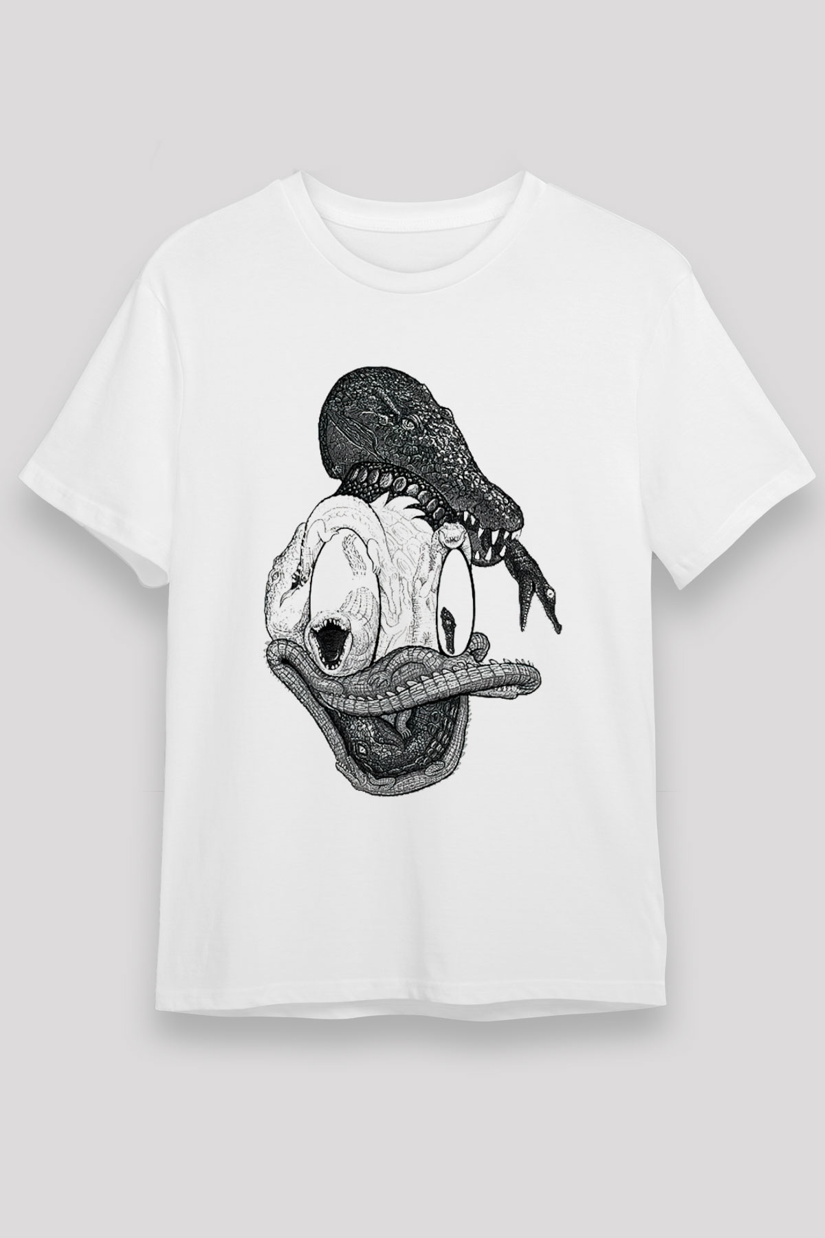 Donald Duck Baskılı Unisex Beyaz Tişört