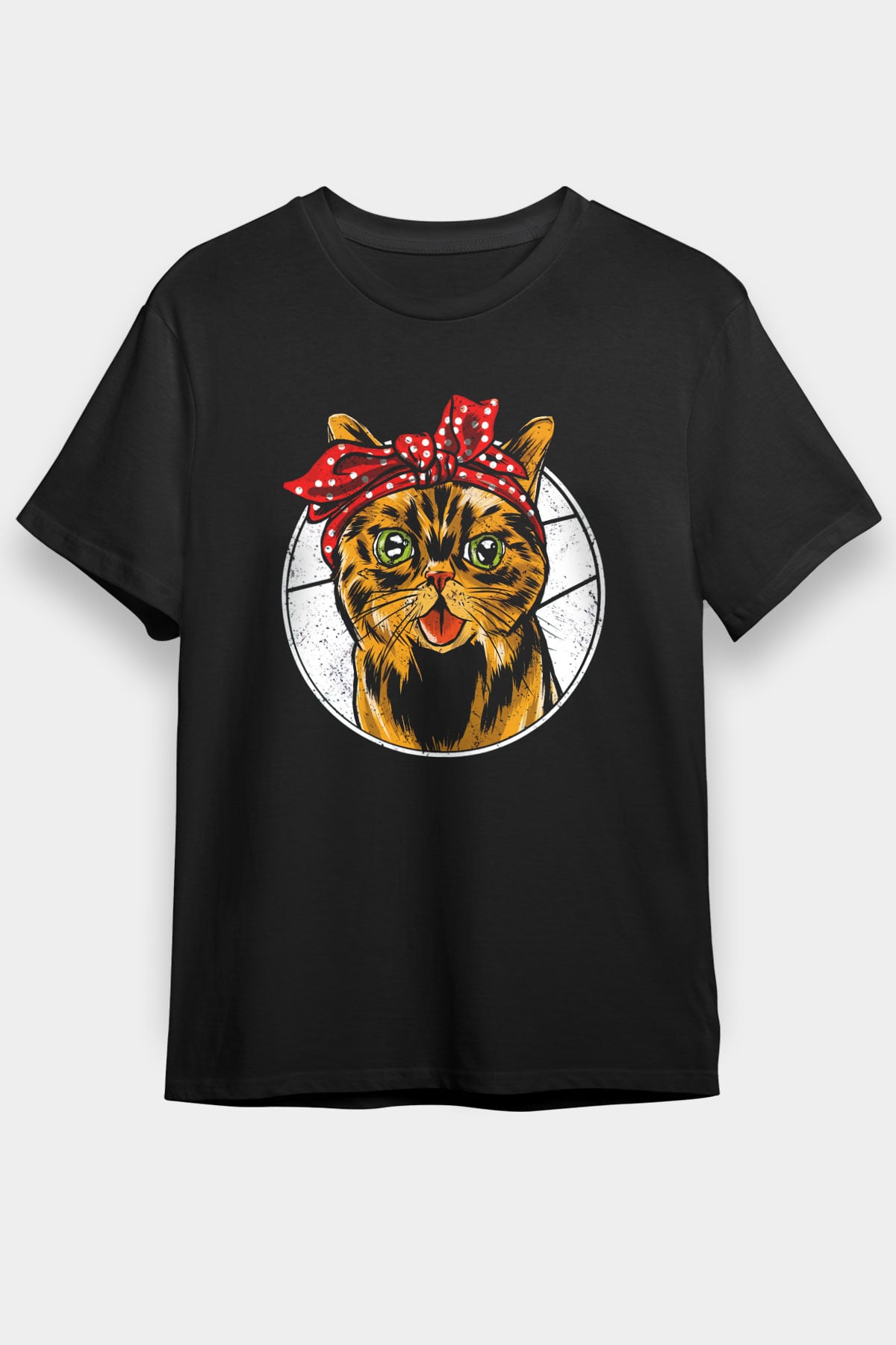 Kedicik Baskılı Unisex Siyah Tişört