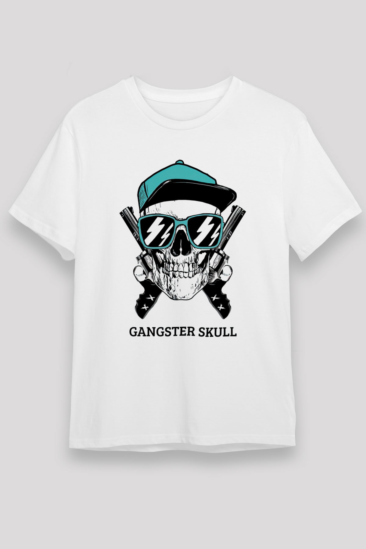 Gangster Kuru Kafa Baskılı Unisex Beyaz Tişört