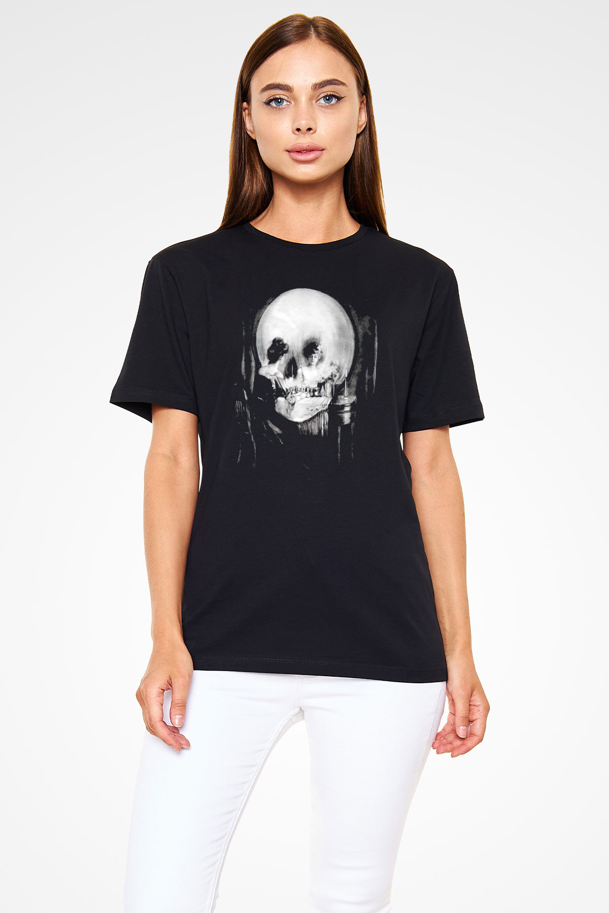 Kurukafa Ayna Baskılı Unisex Beyaz Tshirt