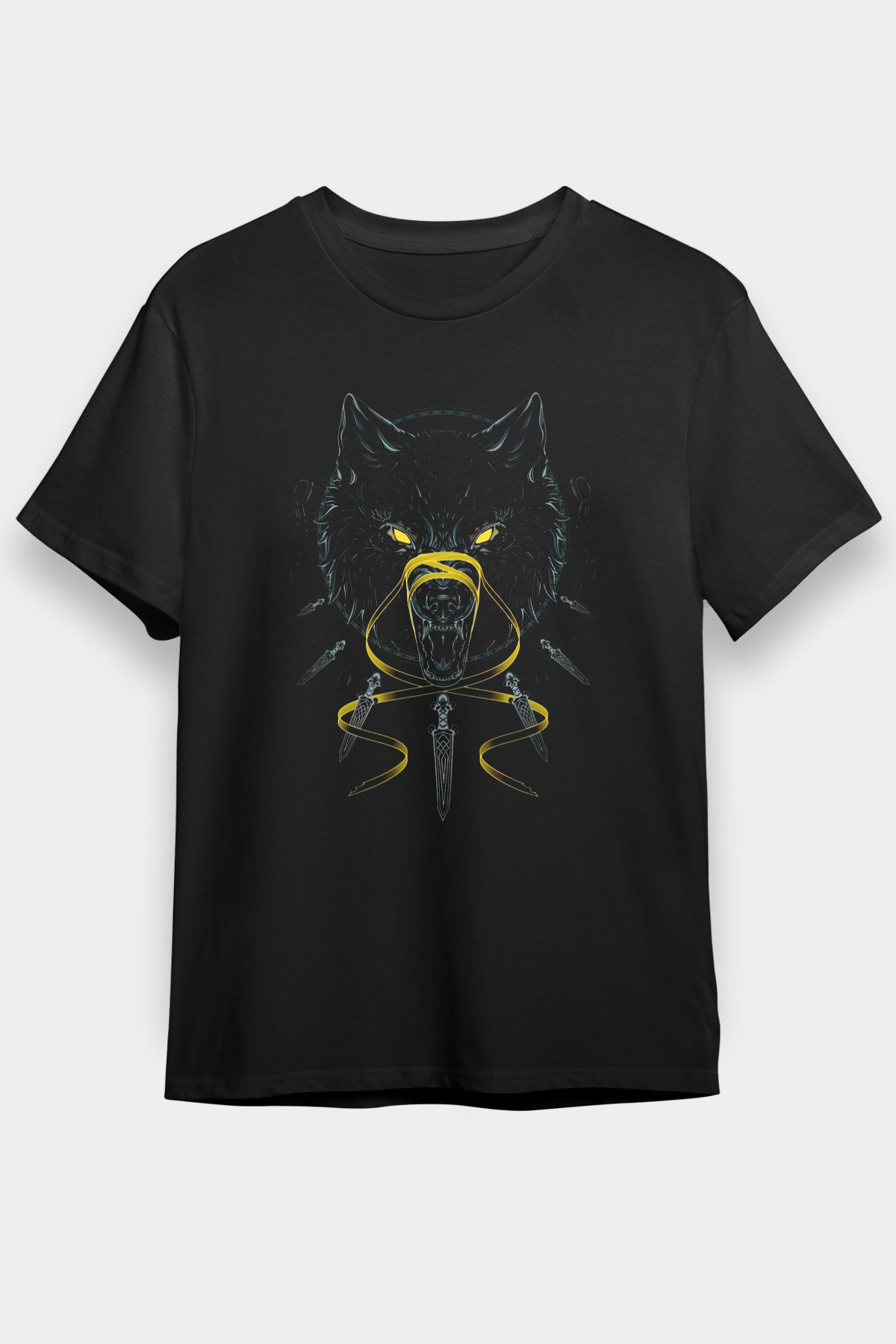 Ninja Kurt Baskılı Unisex Siyah Tişört