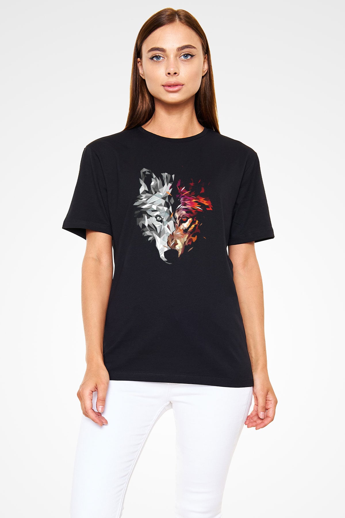 Kurt Baskılı Unisex Siyah Tişört