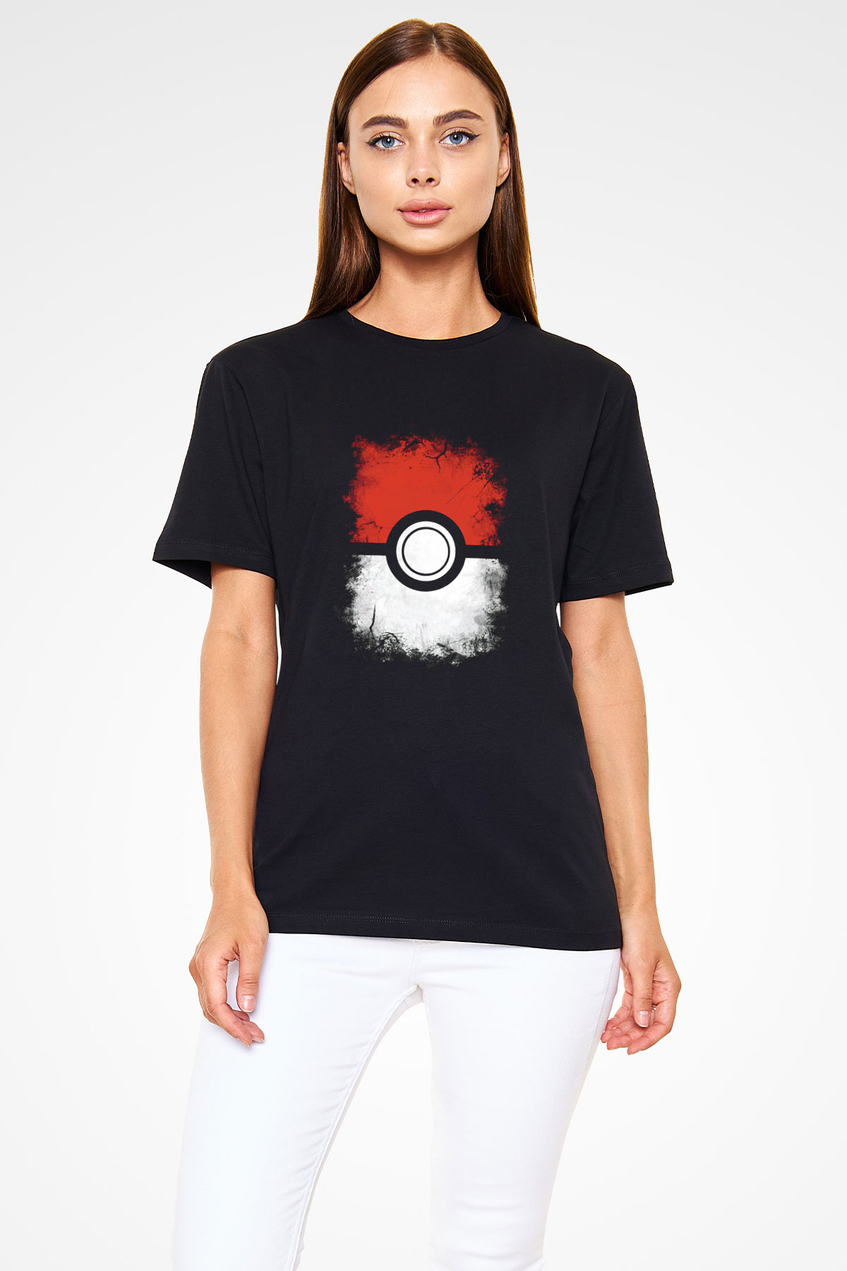 Pokemon Baskılı Unisex Siyah Tişört