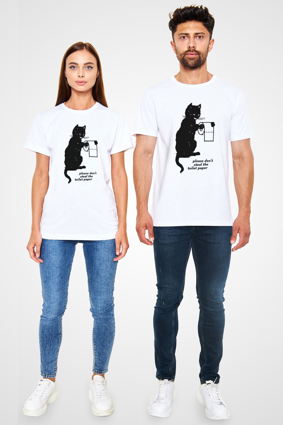 Tuvalet Kağıdı Çalmayın Temalı Baskılı Unisex Beyaz Tişört