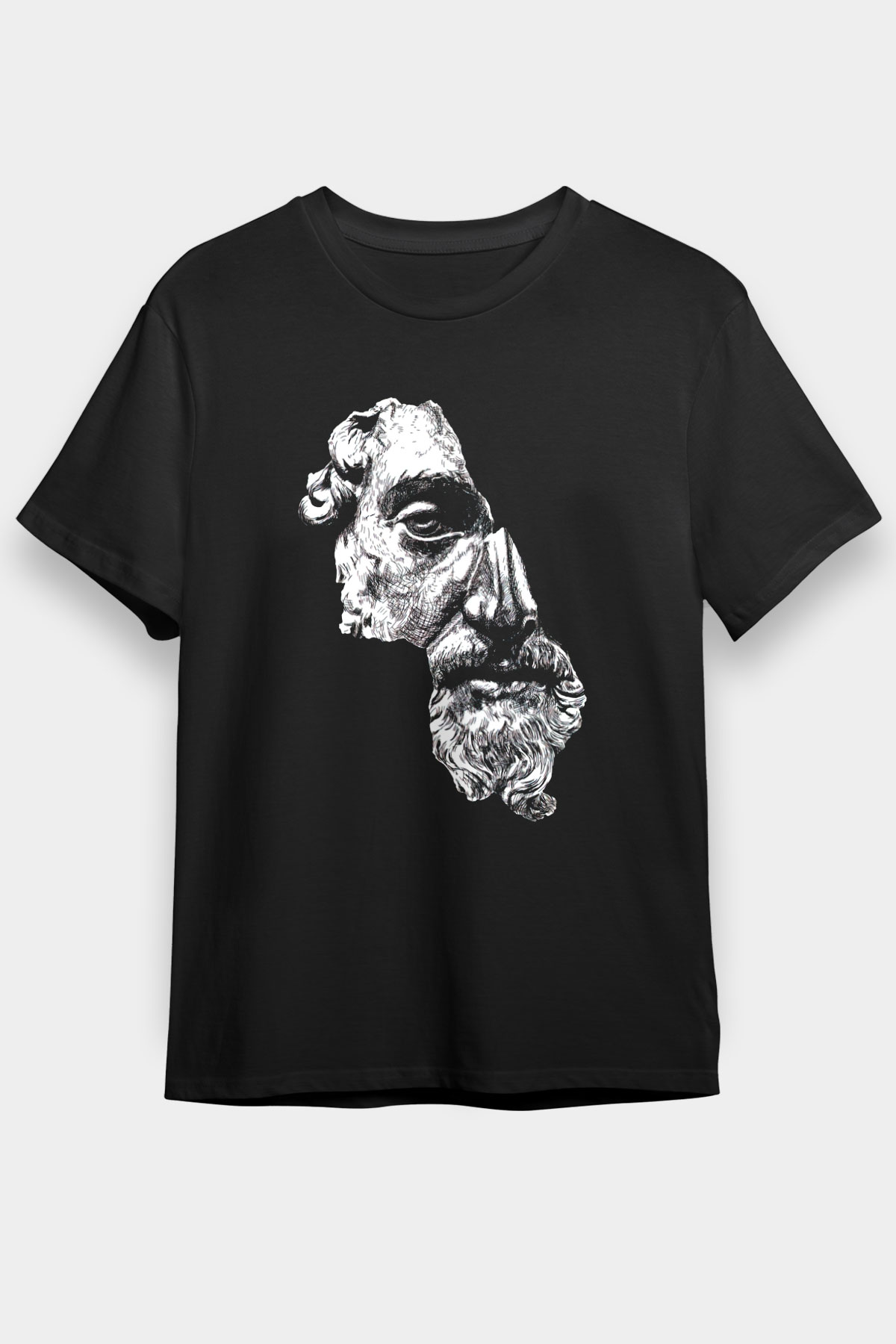 Marcus Aurelius Baskılı Unisex Siyah Tişört