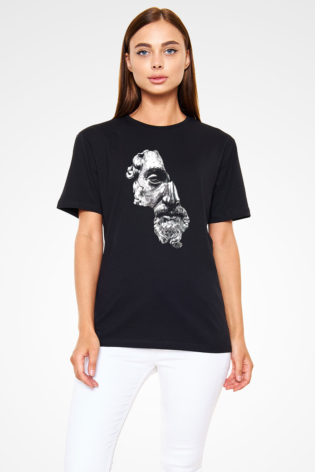 Marcus Aurelius Baskılı Unisex Siyah Tişört