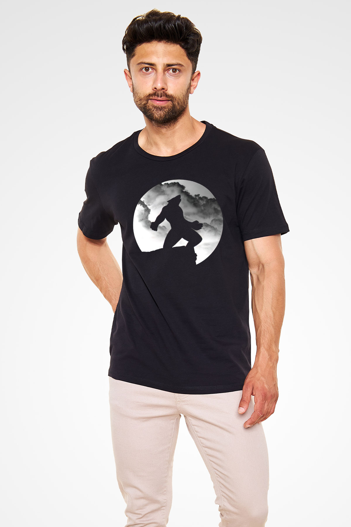 Kurt Adam Baskılı Unisex Siyah Tişört