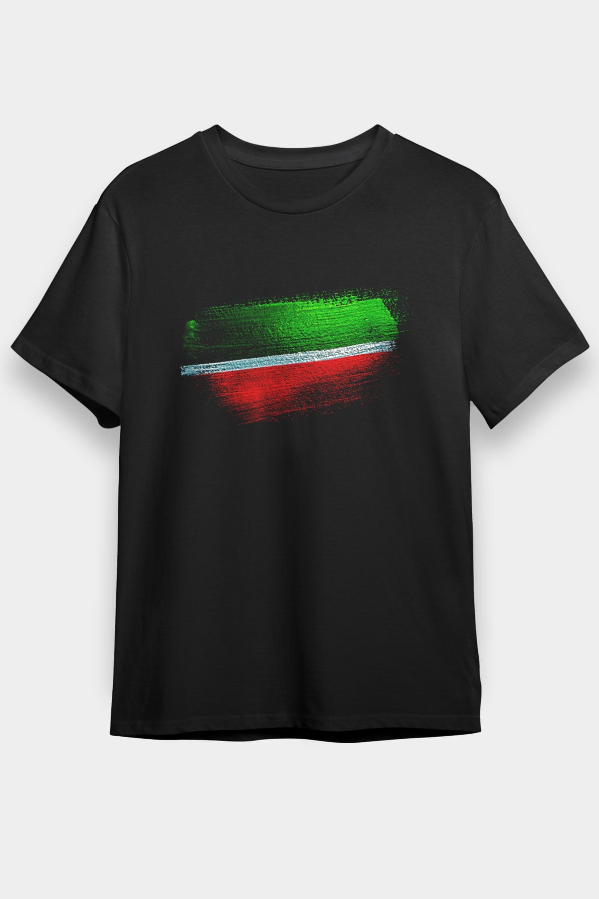 Tataristan - Tatarstan Bayrağı Baskılı Unisex Siyah Tişört