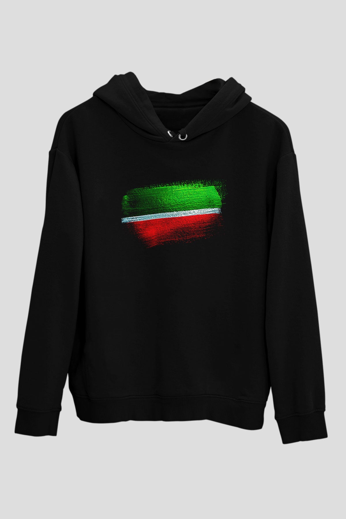 Tataristan - Tatarstan Bayrağı Baskılı Unisex Siyah Kapüşonlu Sweatshirt