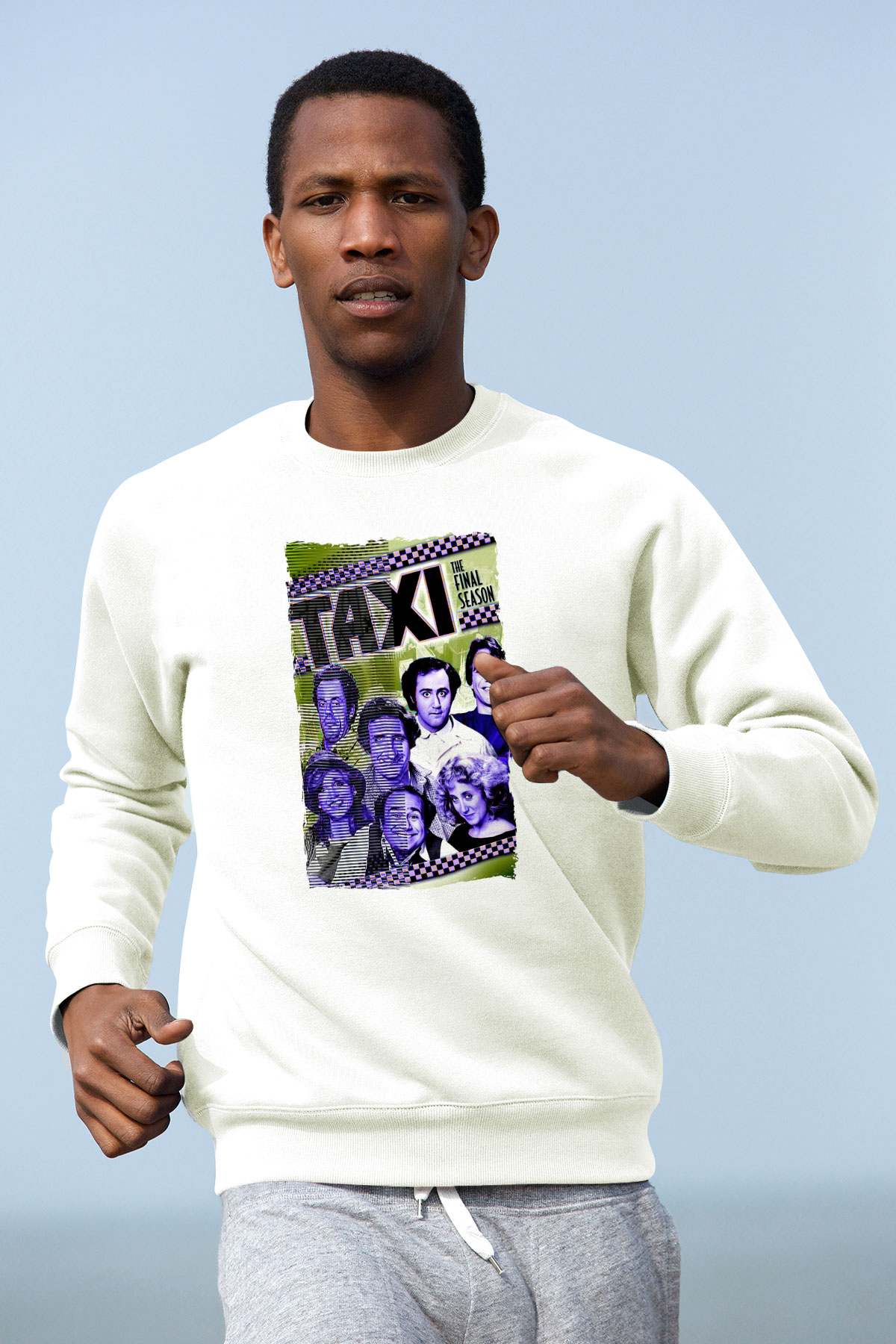 Taxi Beyaz Unisex  Sweatshirt