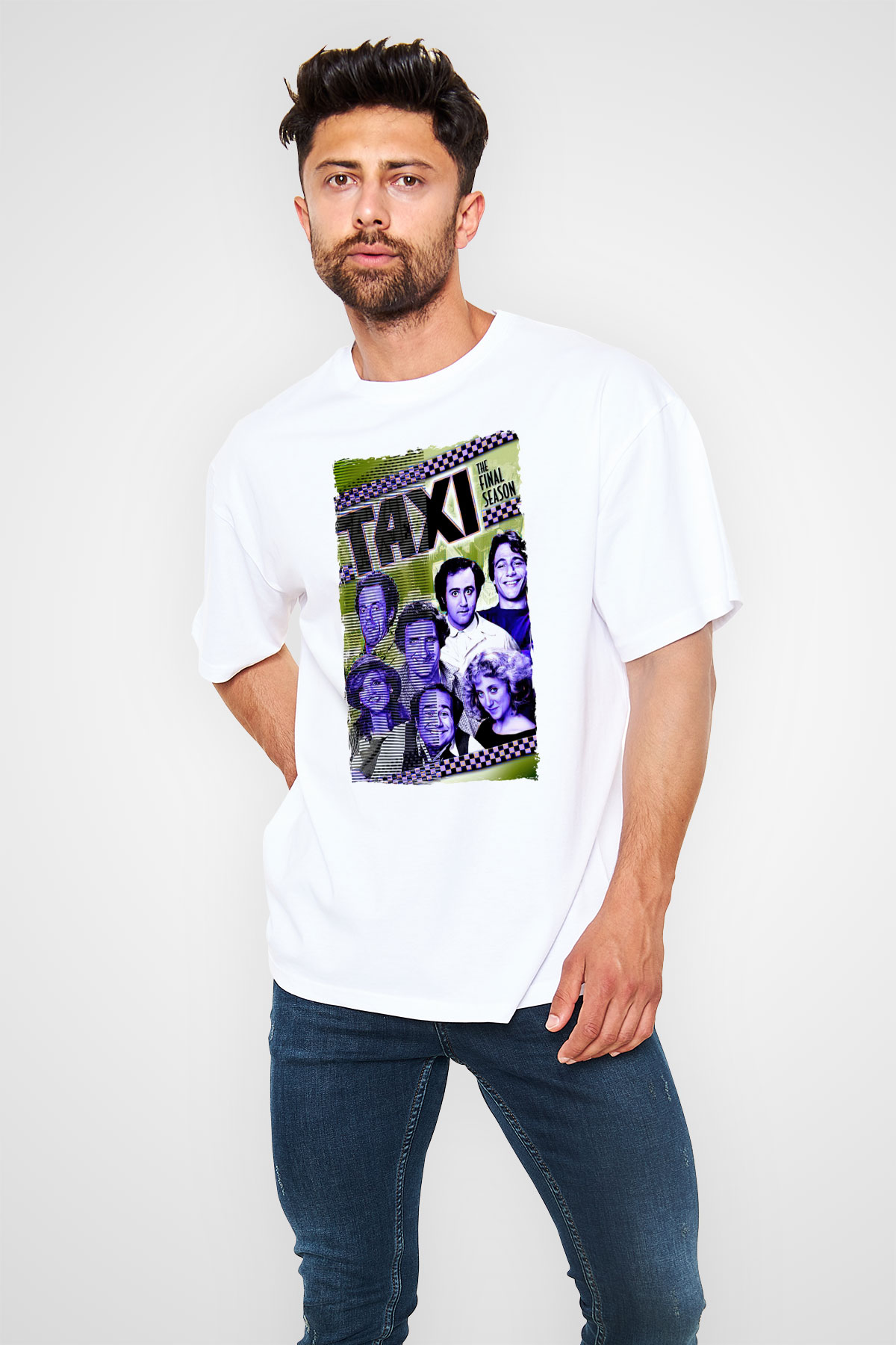 Taxi Beyaz Oversize Tişört