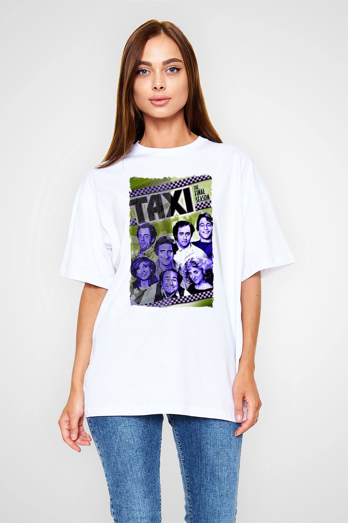 Taxi Beyaz Oversize Tişört