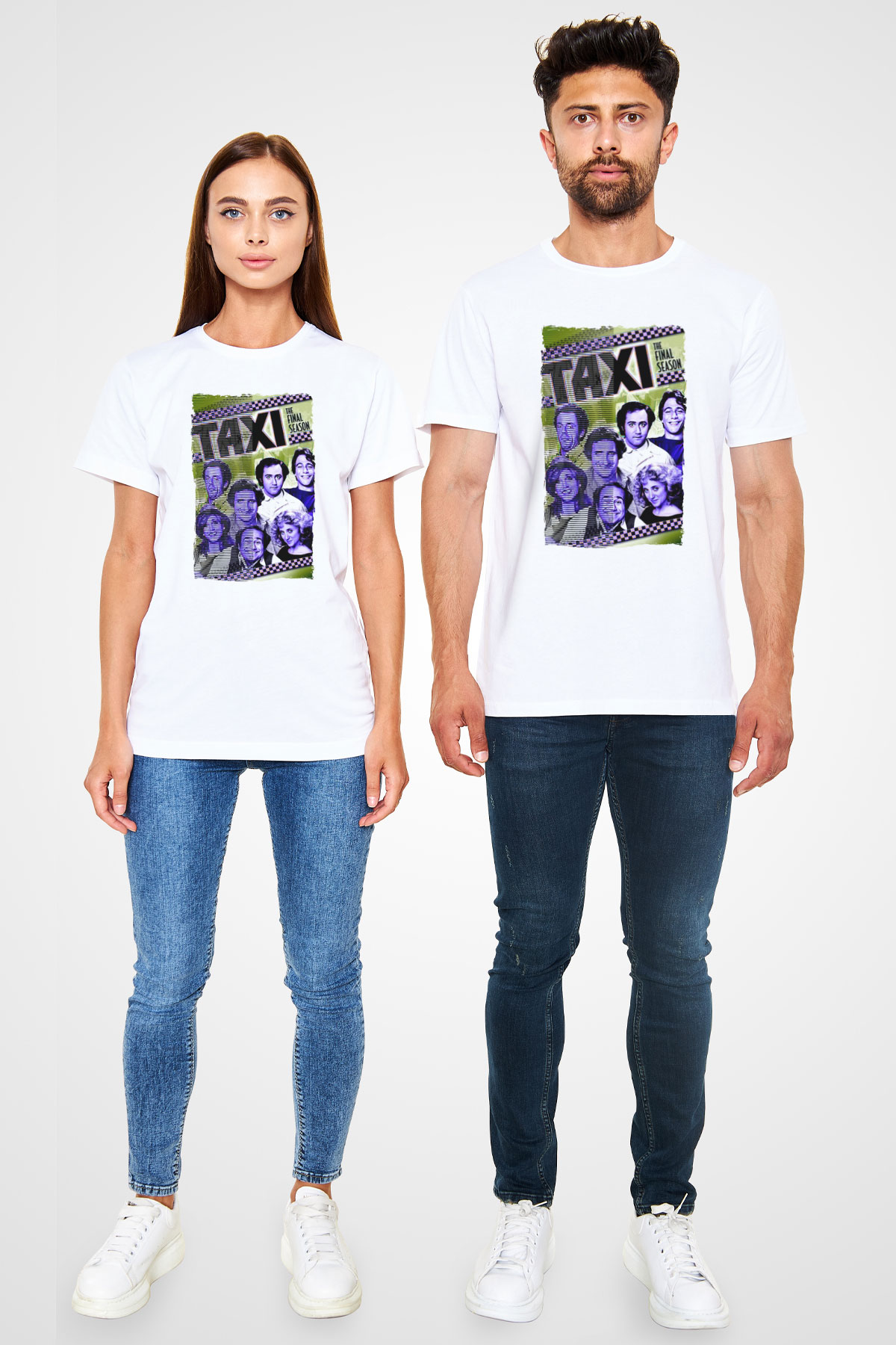 Taxi Beyaz Unisex Tişört