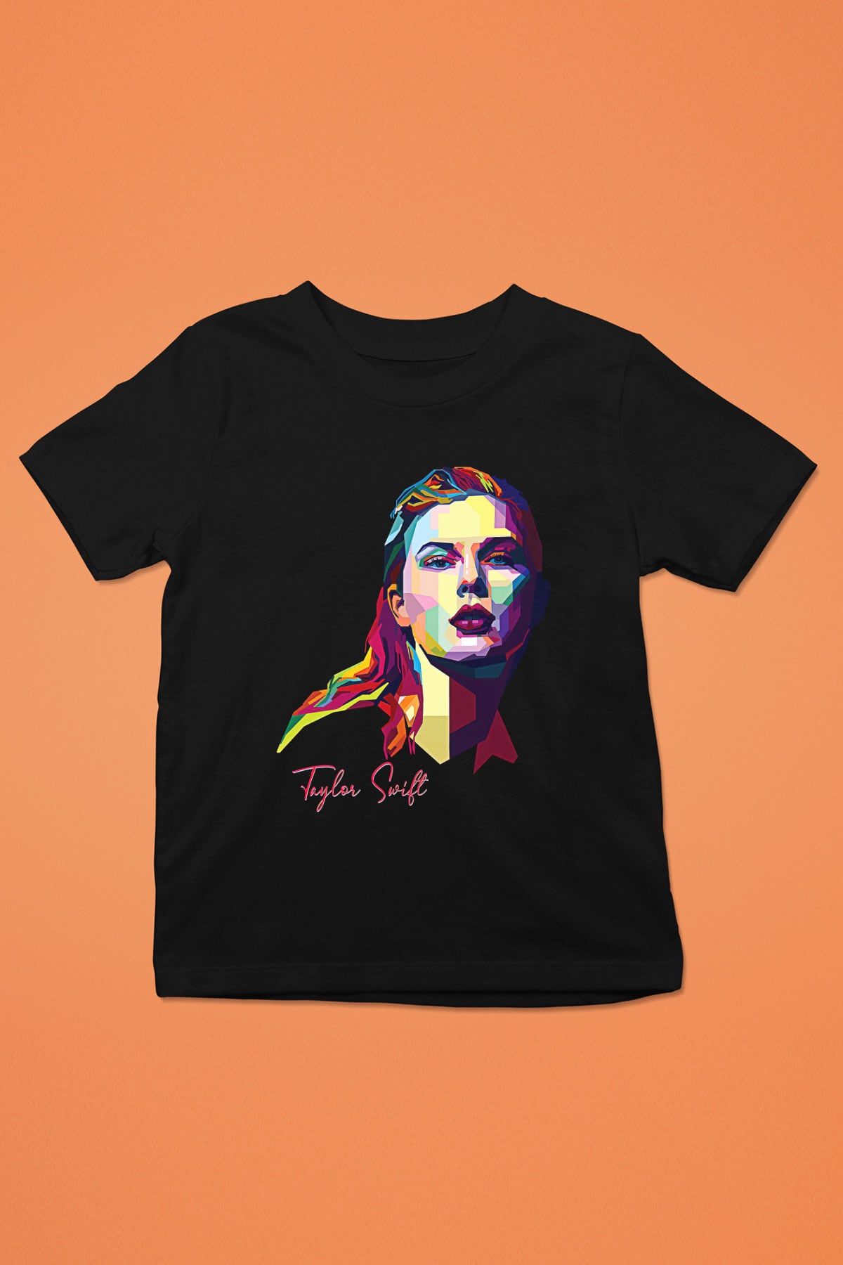 Taylor Swift Baskılı Baskılı Unisex Siyah Çocuk Tişört - Tshirt
