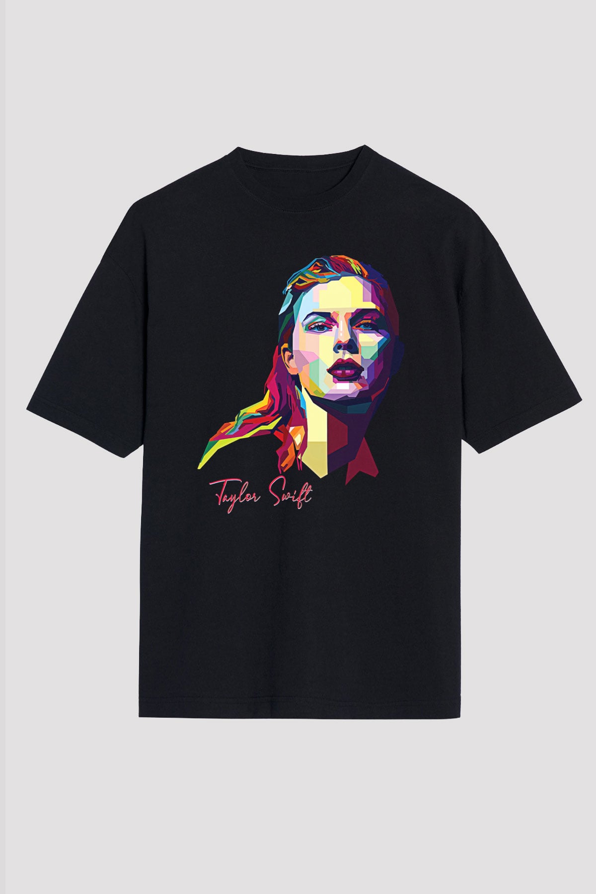 Taylor Swift Baskılı Baskılı Unisex Siyah Oversize Tişört - Tshirt