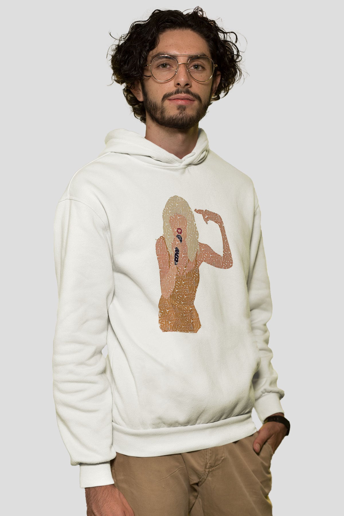 Taylor Swift Baskılı Beyaz Unisex Kapüşonlu Sweatshirt