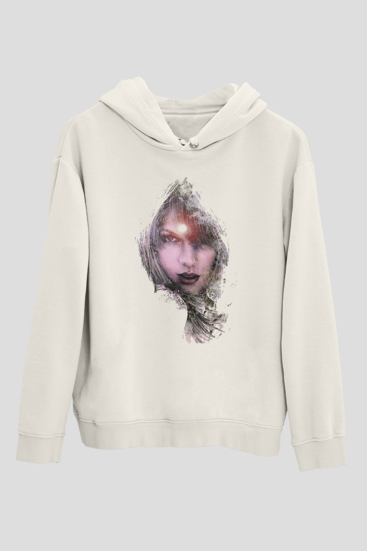Taylor Swift Baskılı Beyaz Unisex Kapüşonlu Sweatshirt