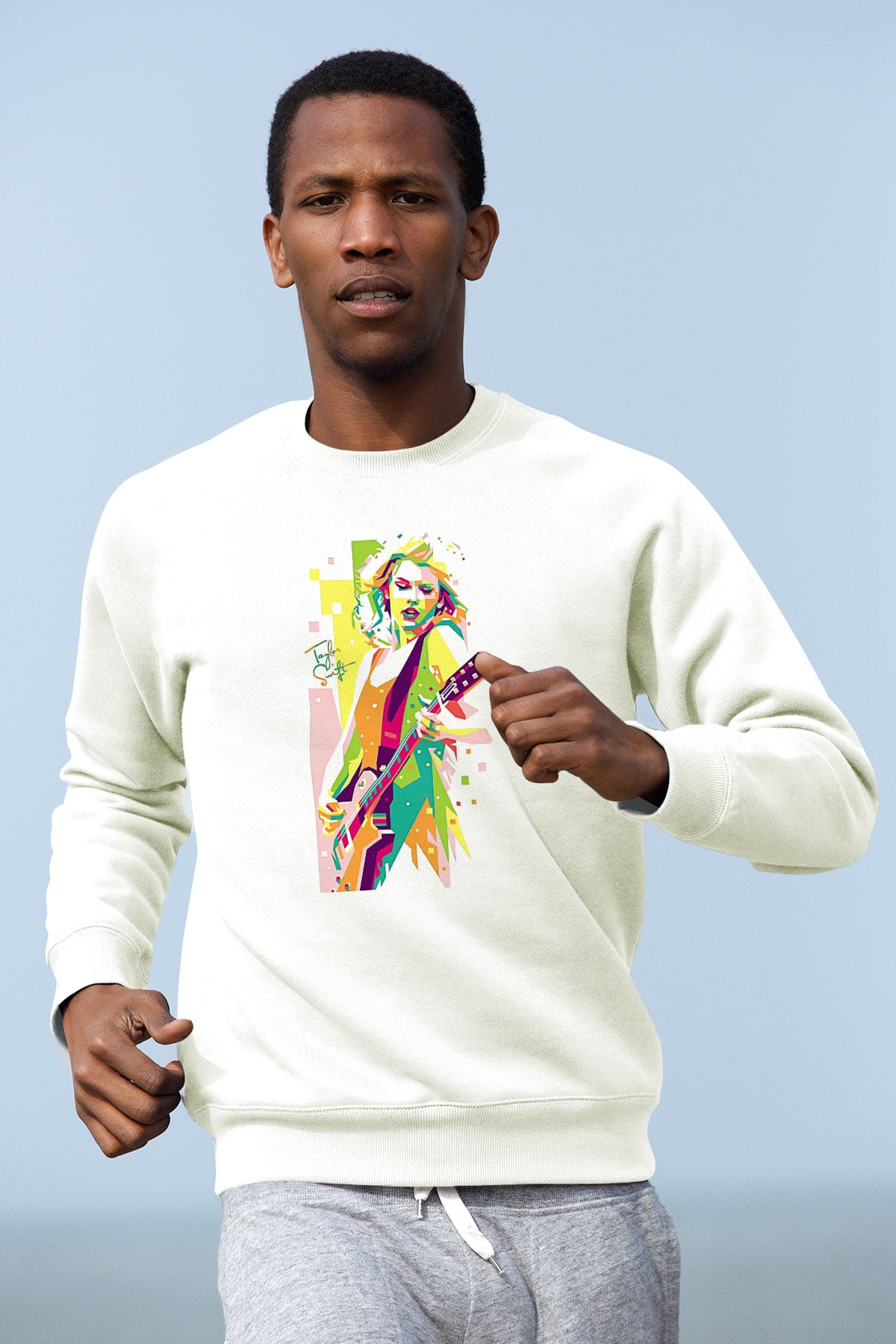 Taylor Swift Baskılı Beyaz Unisex Sweatshirt