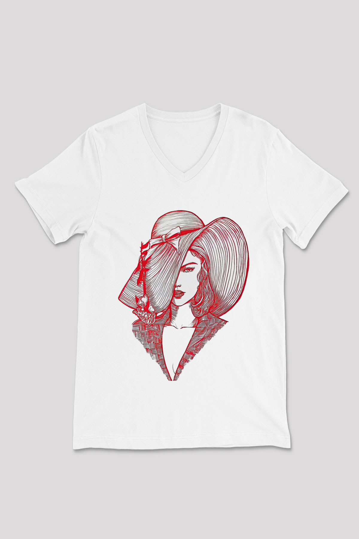 Taylor Swift Baskılı Beyaz Unisex V Yaka Tişört - Tshirt