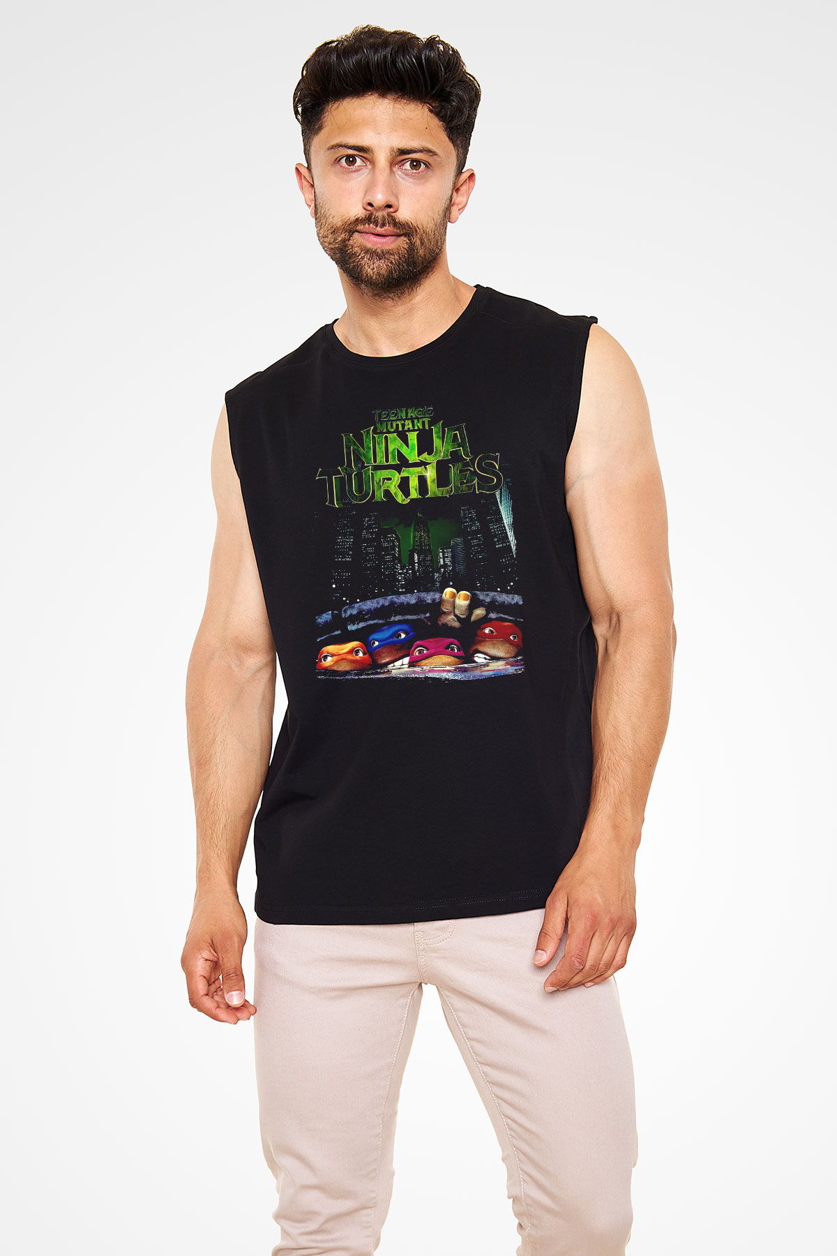 Teenage Mutant Ninja Turtles Ninja Kaplumbağalar Siyah Unisex  Kolsuz Tişört