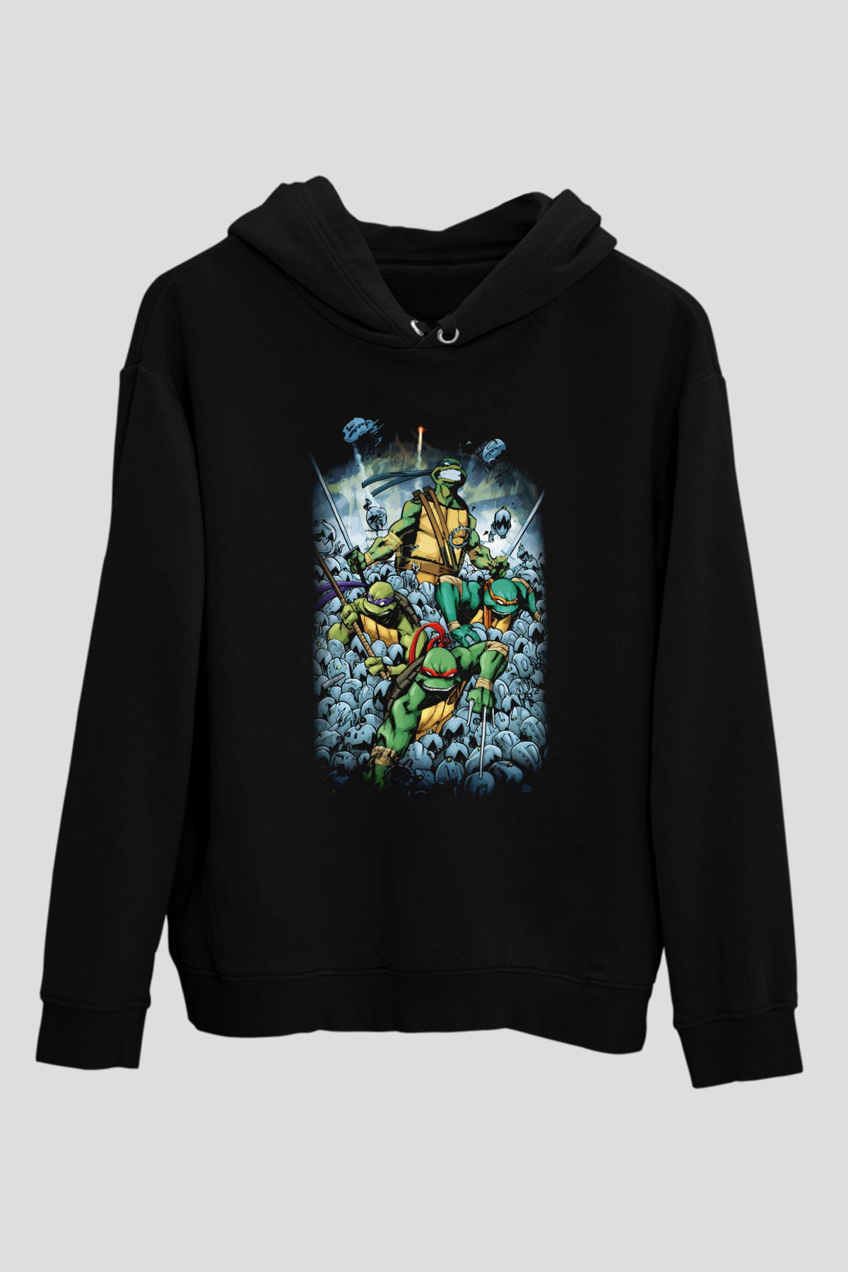 Teenage Mutant Ninja Turtles Ninja Kaplumbağalar Siyah Unisex Kapüşonlu Sweatshirt