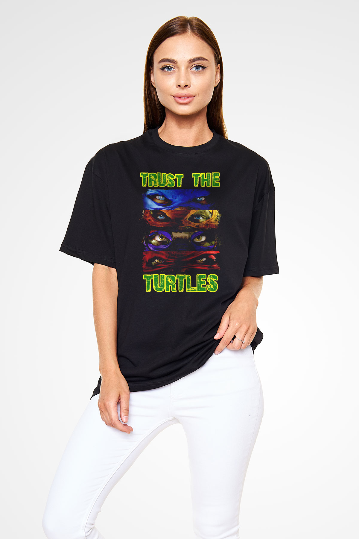 Teenage Mutant Ninja Turtles Ninja Kaplumbağalar Siyah Oversize Tişört