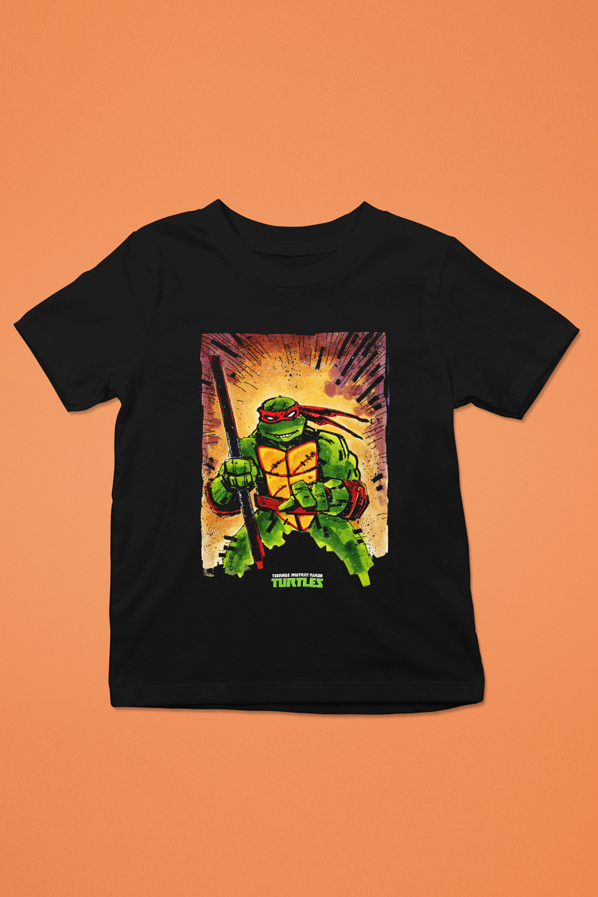 Teenage Mutant Ninja Turtles Ninja Kaplumbağalar Baskılı Siyah Unisex Çocuk Tişört