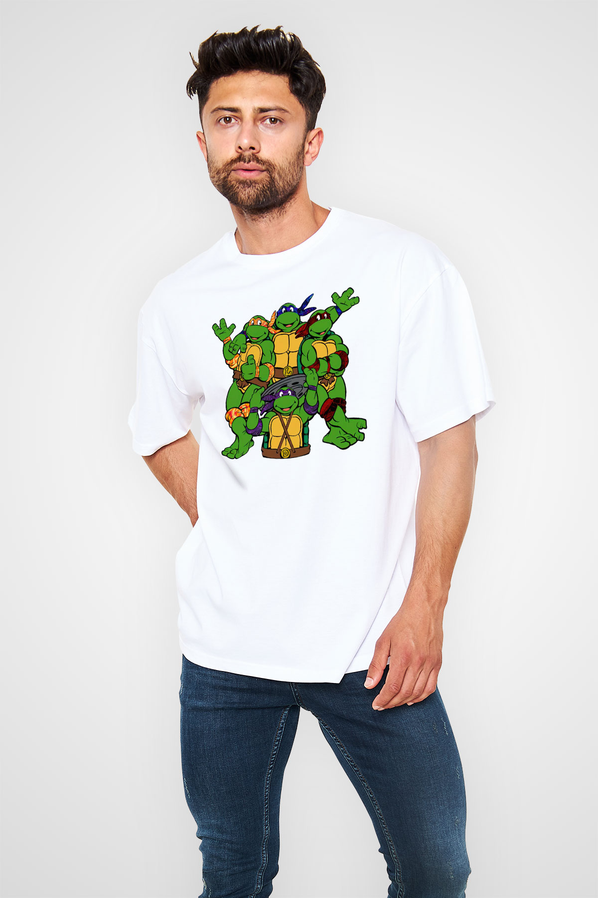 Teenage Mutant Ninja Turtles Ninja Kaplumbağalar Beyaz Oversize Tişört