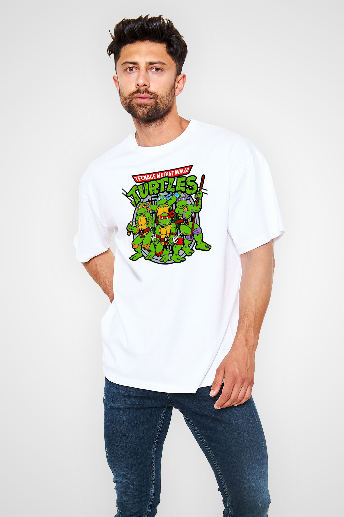 Teenage Mutant Ninja Turtles Ninja Kaplumbağalar Beyaz Oversize Tişört