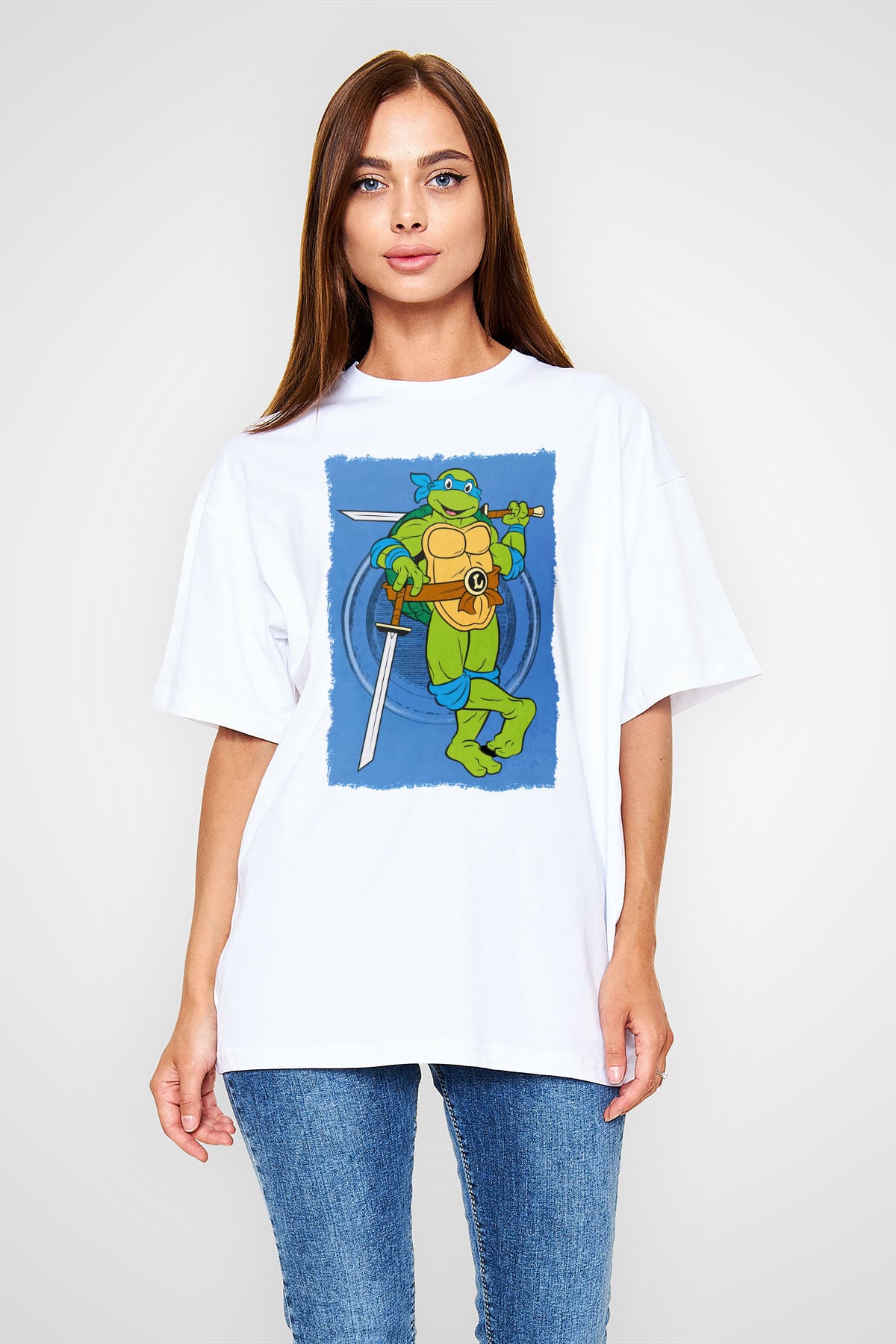 Teenage Mutant Ninja Turtles Ninja Kaplumbağalar Beyaz Oversize Tişört Oversize T-shirt