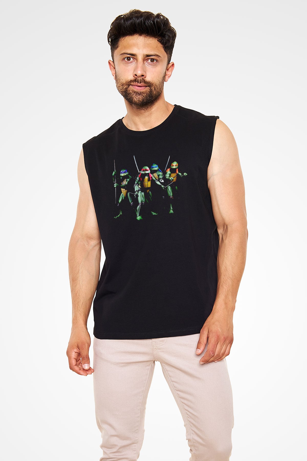 Teenage Mutant Ninja Turtles Ninja Kaplumbağalar Siyah Unisex  Kolsuz Tişört