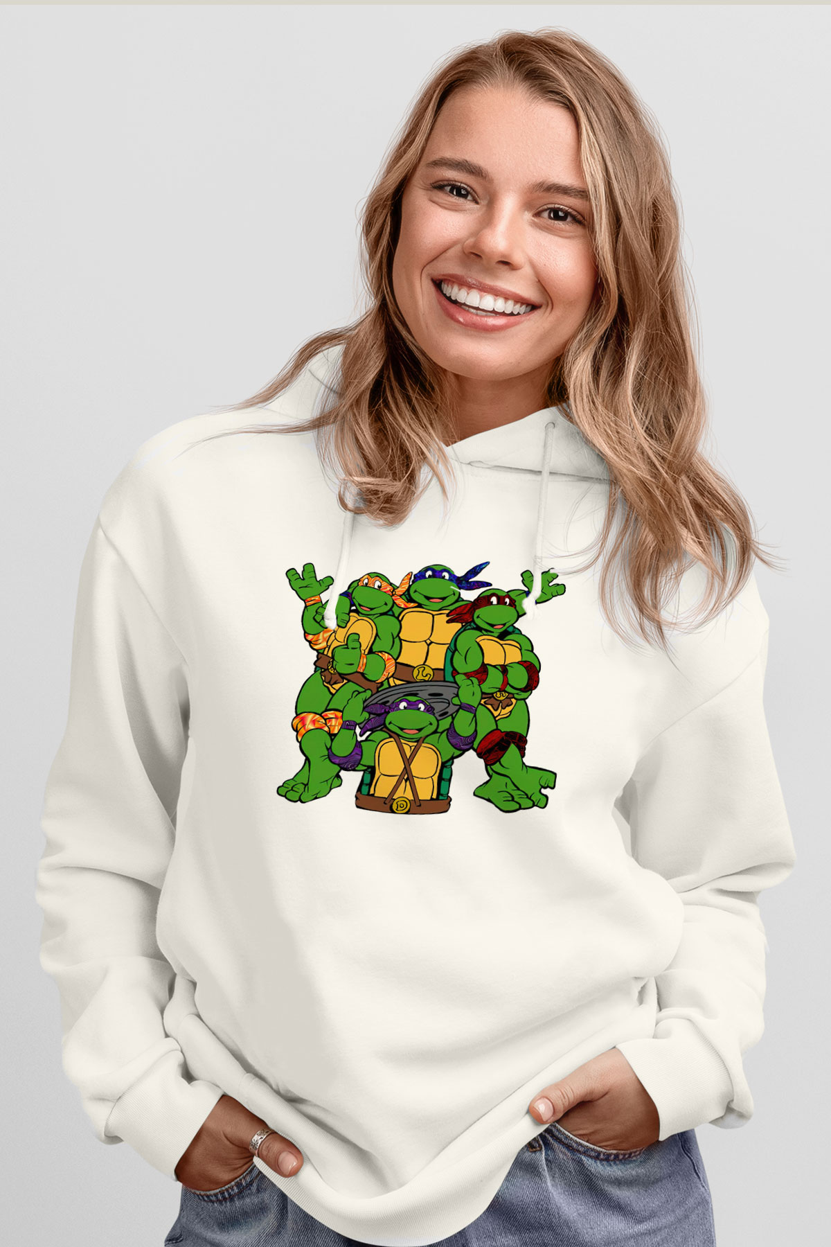 Teenage Mutant Ninja Turtles Ninja Kaplumbağalar Beyaz Unisex Hoodie
