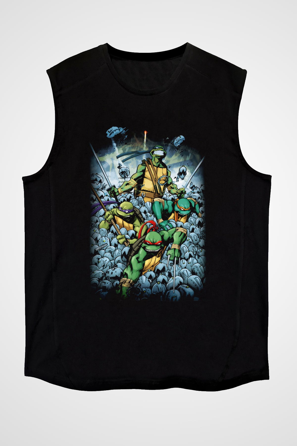 Teenage Mutant Ninja Turtles Ninja Kaplumbağalar Siyah Unisex Kolsuz Tişört