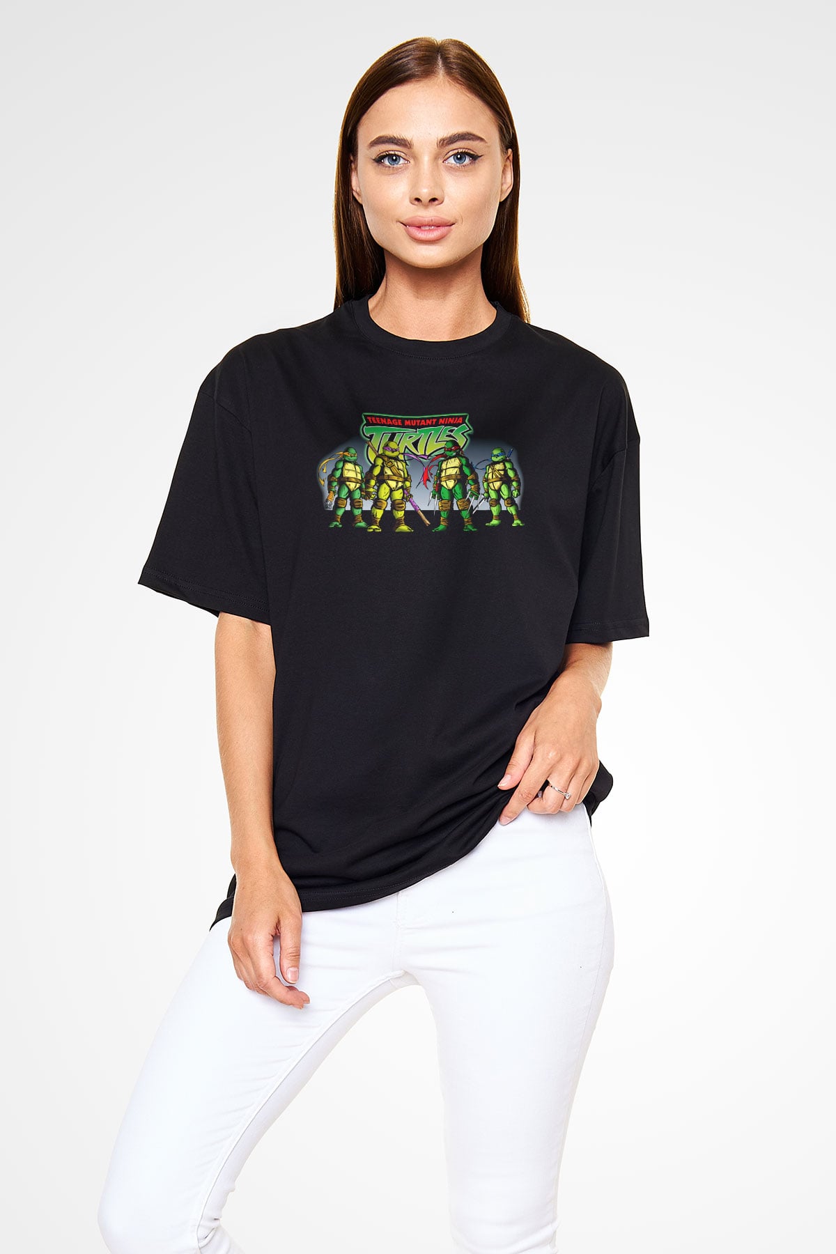 Teenage Mutant Ninja Turtles Ninja Kaplumbağalar Siyah Unisex Oversize Tişört