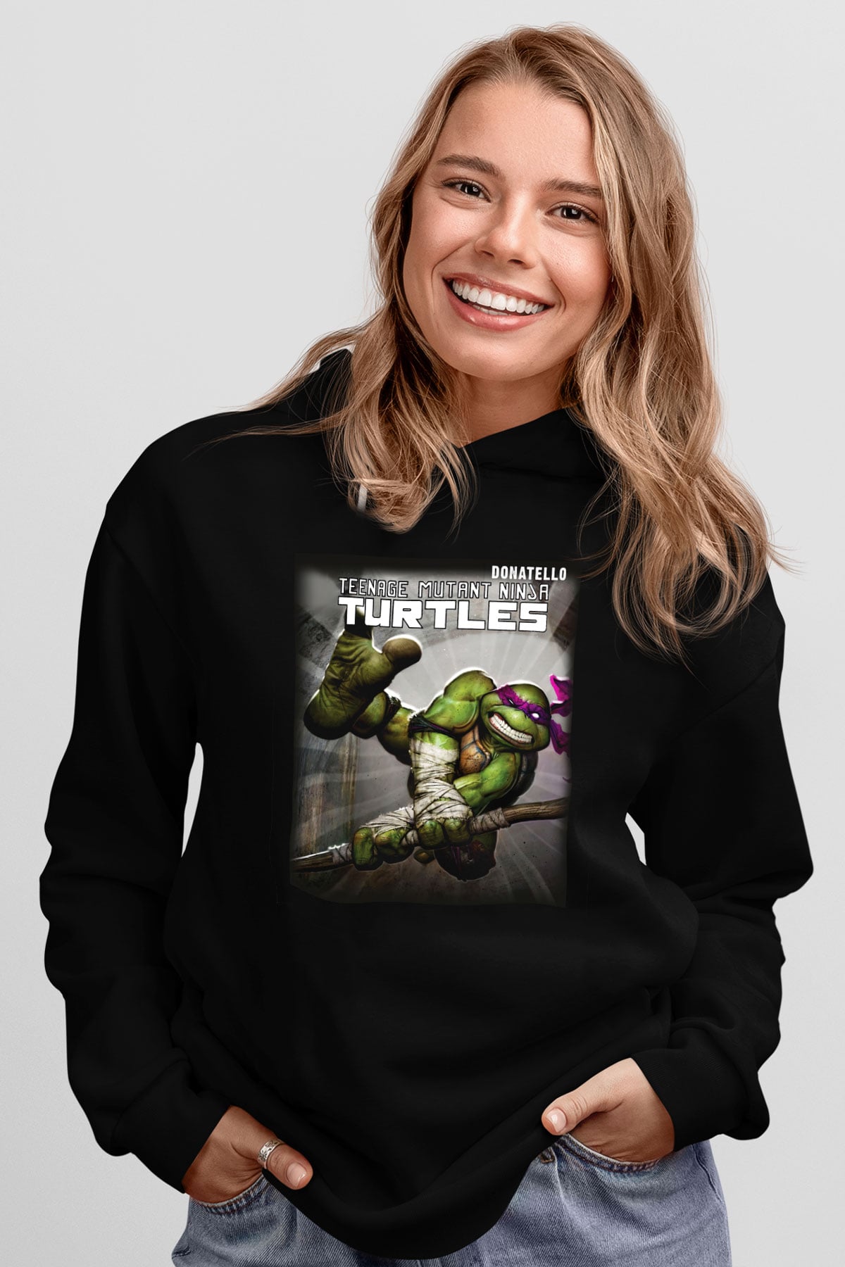 Teenage Mutant Ninja Turtles Ninja Kaplumbağalar Siyah Unisex Kapüşonlu Sweatshirt