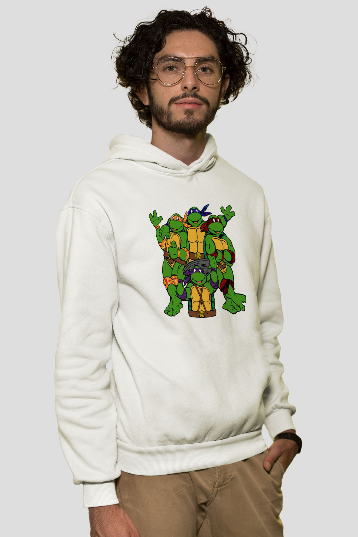 Teenage Mutant Ninja Turtles Ninja Kaplumbağalar Beyaz Unisex Hoodie