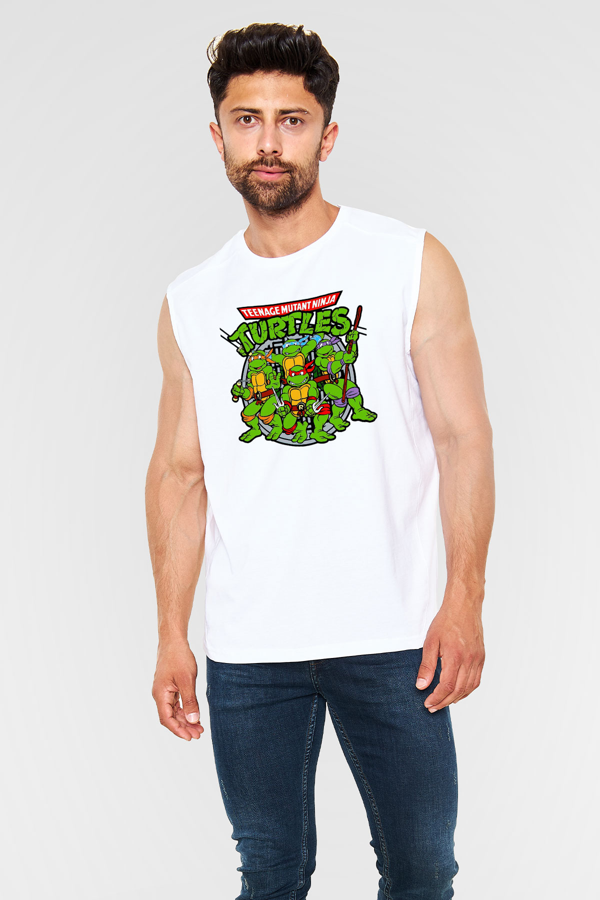 Teenage Mutant Ninja Turtles Ninja Kaplumbağalar Beyaz Unisex  Kolsuz Tişört